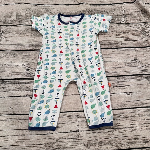Magnificent Baby Nautical Short Sleeved Sleeper; Magnetic Closure; 9 Months - Picture 1 of 6